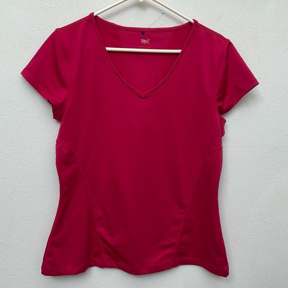 Everlast Hot Pink Short Sleeve Quick Dry Athletic Top Size Large Gym Workout Run